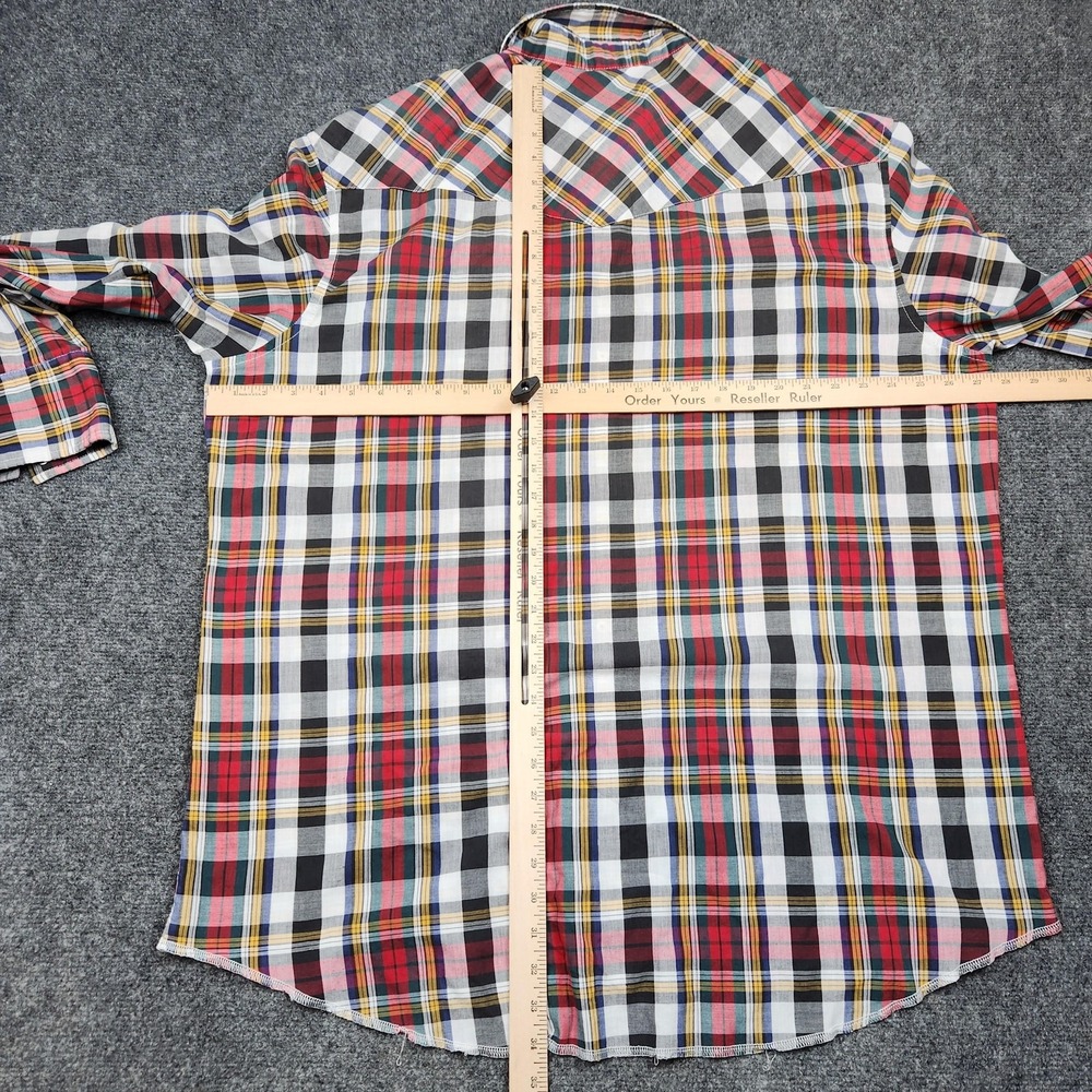 Wrangler Shirt Mens 2XL Multicolor Plaid Western Pearl Snap Cowboy Long Sleeve - Picture 4 of 7